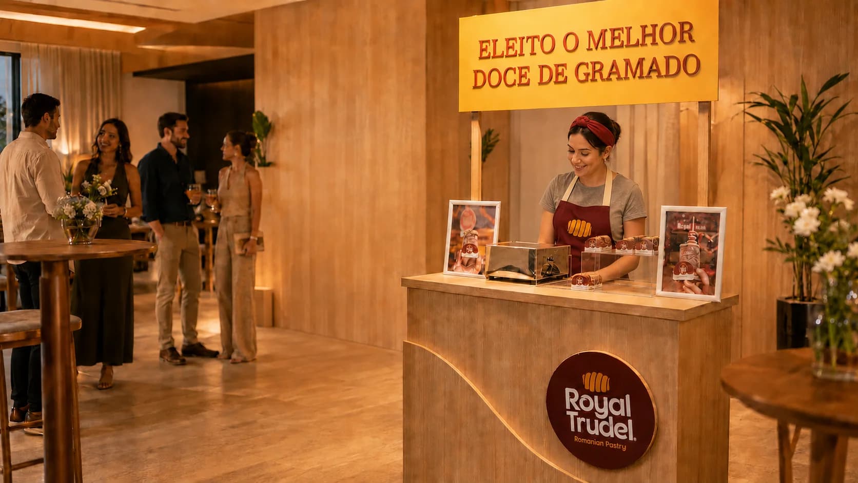Atendente da Royal Trudel servindo convidados durante um evento